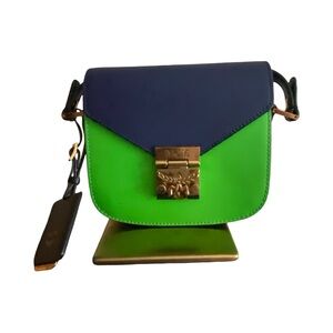 MCM Patrizia Two-Tone Leather Crossbody Bag